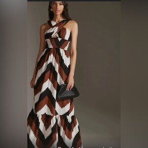 Anthropologie‎ Plenty by Tracy Reese | NWT Black Motif Printed Halter Maxi SZ S